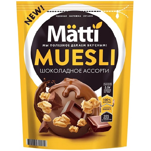 Matti мюсли Шоколадное ассорти, 250 гр Matti мюсли Шоколадное ассорти, 250 гр